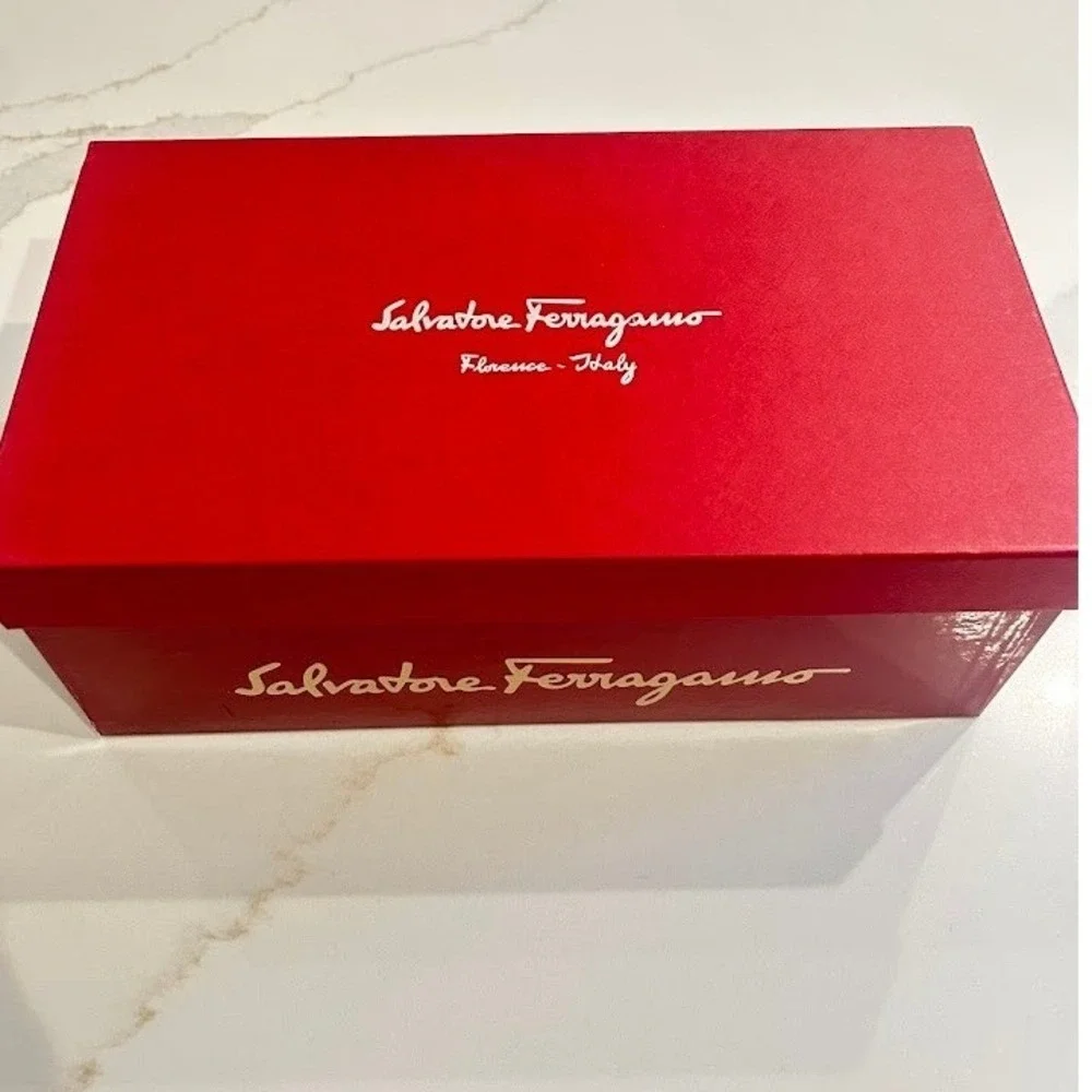 Salvatore Ferragamo Agostina Black Pebble Calf Leather Wedge Sandals 9B Italy